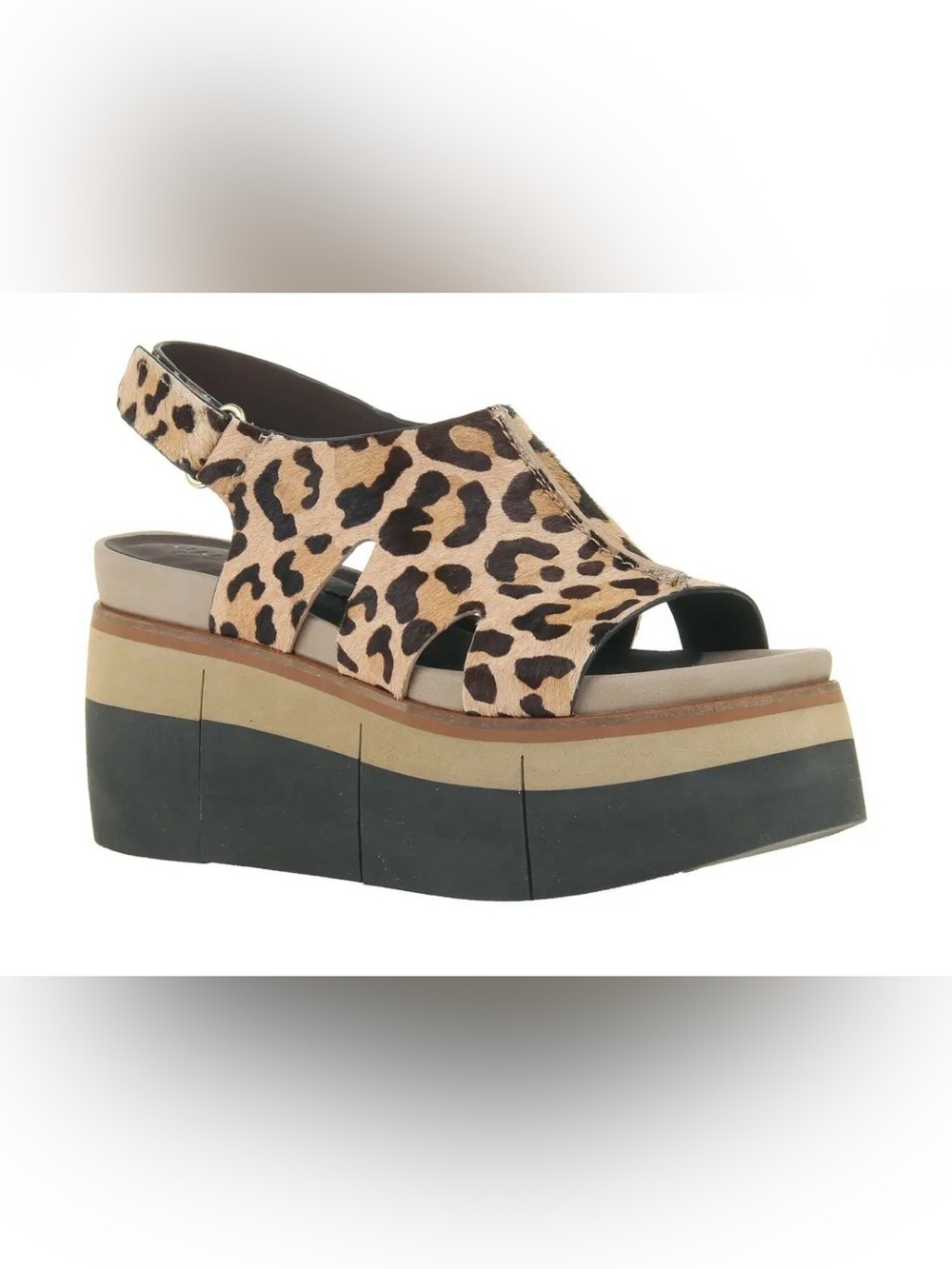 Naked Feet Geo Genuine Calf Hair Leopard Platform Sandals Women’s 8.5